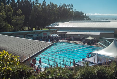 Herbert M. and Laura N. Dowsett Pool, upper school campus at HPA