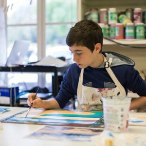 Experimenting with color, Middle School art room