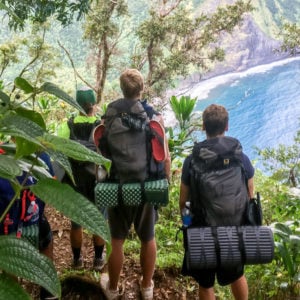 The final descent into remote Waimanu Valley, 2018