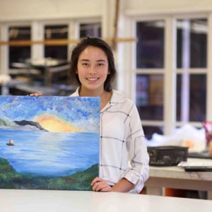 Proud young artist, Middle School