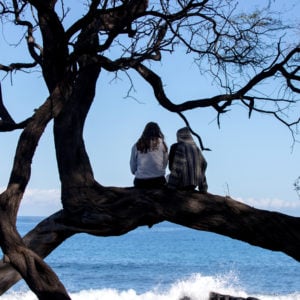 Camping on the beach, watching for whales with a friend. Kīholo Bay, 2019