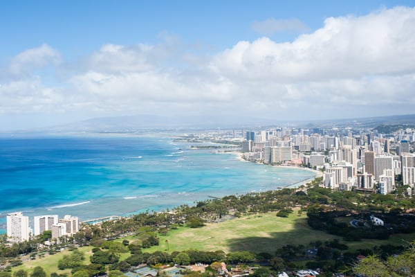 Honolulu, view of Waikiki from Diamond head